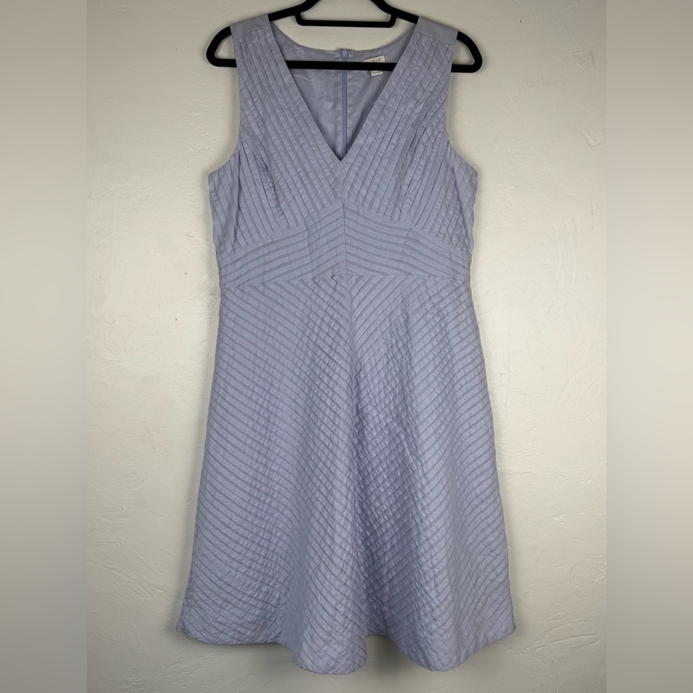 J. Crew NWT Lavender Sleeveless Chevron Pleated 100% Cotton midi Dress Size 12